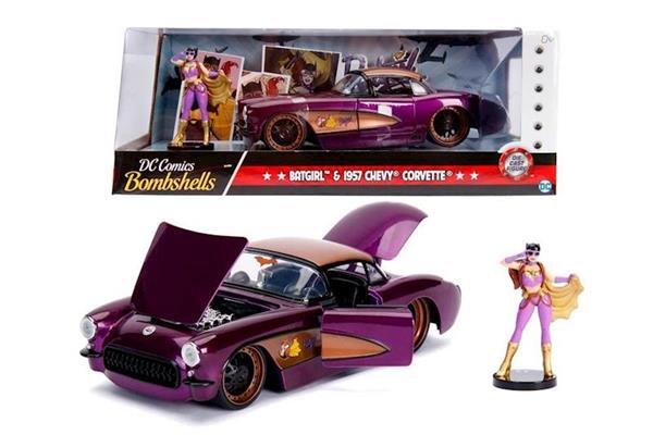 Batgirl e 1957 Chevy Corvette - DC Comics Bombshells - Hollywood Rides - 1/24 - Jada