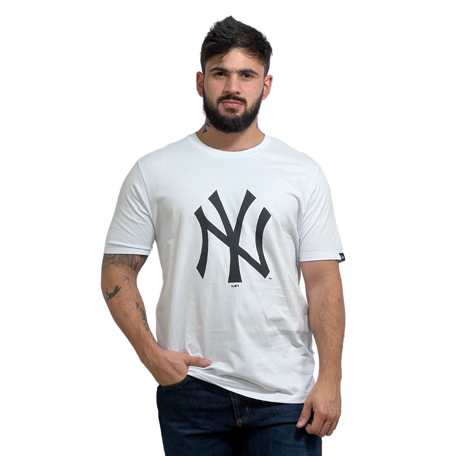 Camiseta New Era New York Yankees MLB Big Logo MBI22TSH080 Branco