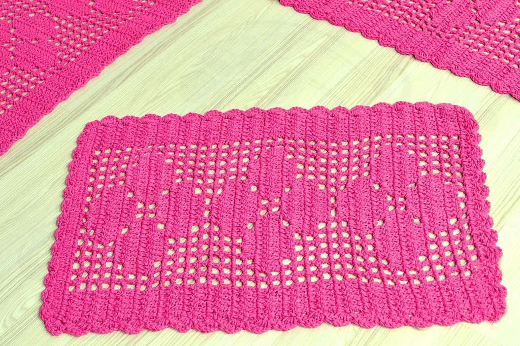 Jogo de Passadeira em Crochê Basic - Pink