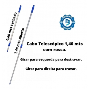 Cabo de Alumínio Telescópico 22mm 2 Estágios 1,40 metros rosca universal Bralimpia