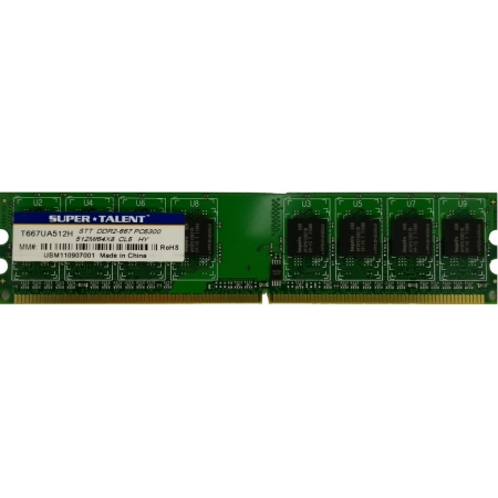 MEM-T667UA512H - MEMÓRIA RAN SUPER-TALENT 512MB DDR2-667 240-pinos DIMM PC-5300 CL5, NÃO ECC, SEM BUFFER