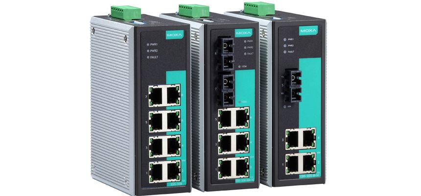 EDS-308-MM-ST - Switch Ethernet Industrial Nao Gerenciavel, 6X 10/100Baset(X), 2X100Basefx Multimodo, Conector St, Alim. Redundante