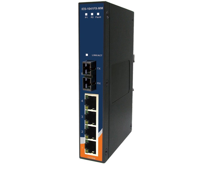 IES-1041FX-MM-SC - Switch Ethernet Industrial Não Gerenciável 5 Portas, 4x 10/100Base-T(X) e 1x 100Base-FX