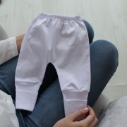 Calça Mijão (Culote) Bebê Malha Vira Pé Reversível Liso Branca