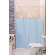 Cortina Box para Banheiro PVC Antimofo Azul 1,40 x 1,98 cm com Visor e Ilhós para Varão 1,20 Metros