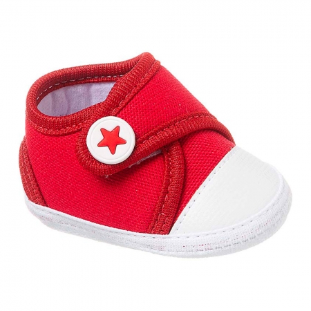 Tênis Bebê de Pano Star Vermelho com Velcro