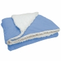 Cobertor Manta Soft Bebê Dupla Face Macio Microfibra Azul Bebê e Sherpa Palha