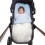 Saco Porta Bebê, Capa e Colchonete de Carrinho e Bebê Conforto 3 em 1 Hipoalergênico Malha Azul e Sherpa Palha