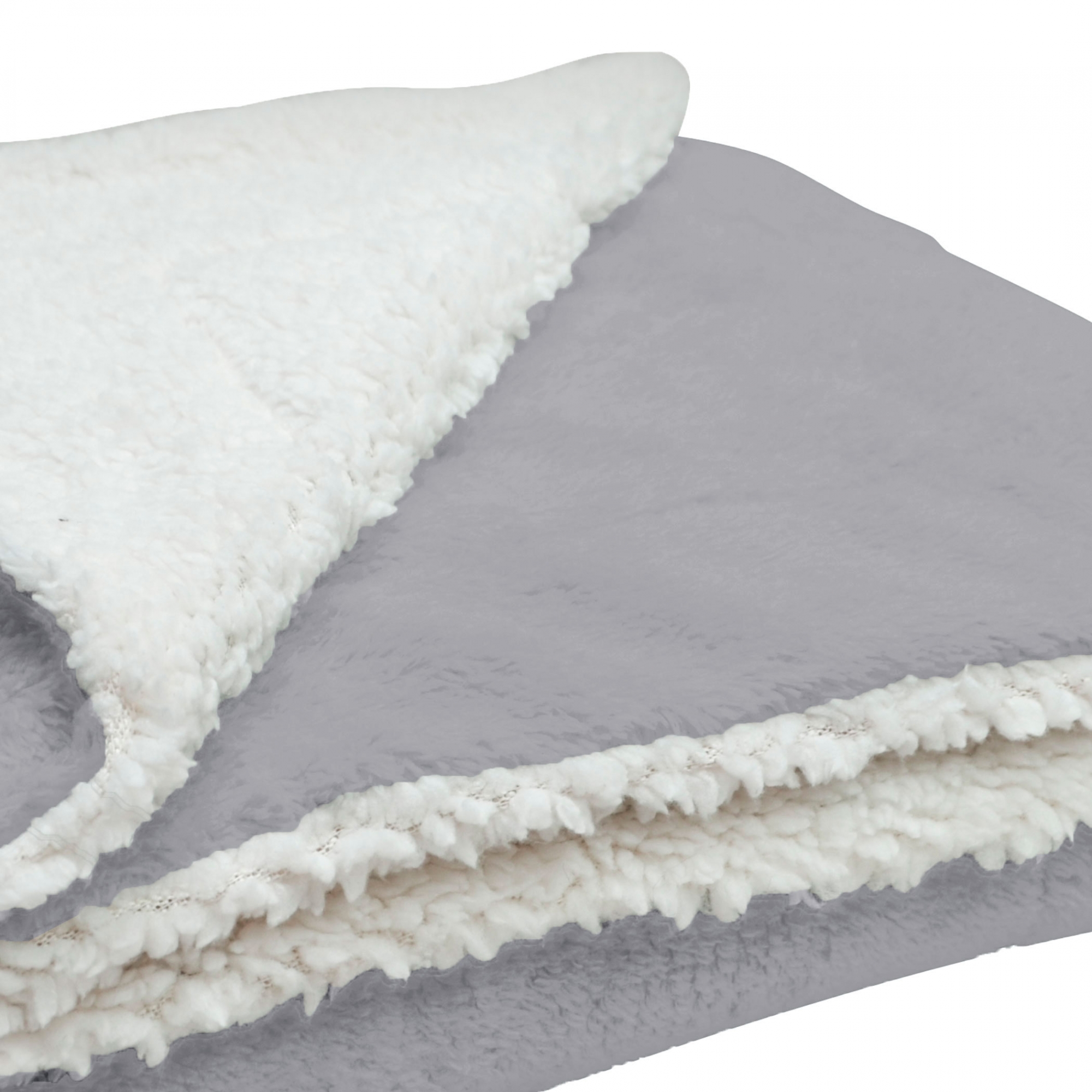 Cobertor Manta Soft Bebê Dupla Face Macio Microfibra Cinza e Sherpa Palha