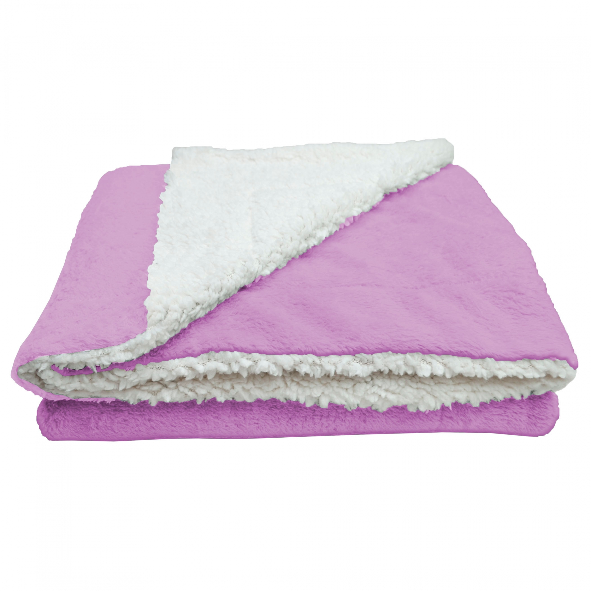 Cobertor Manta Soft Bebê Dupla Face Macio Microfibra Rosa e Sherpa Palha