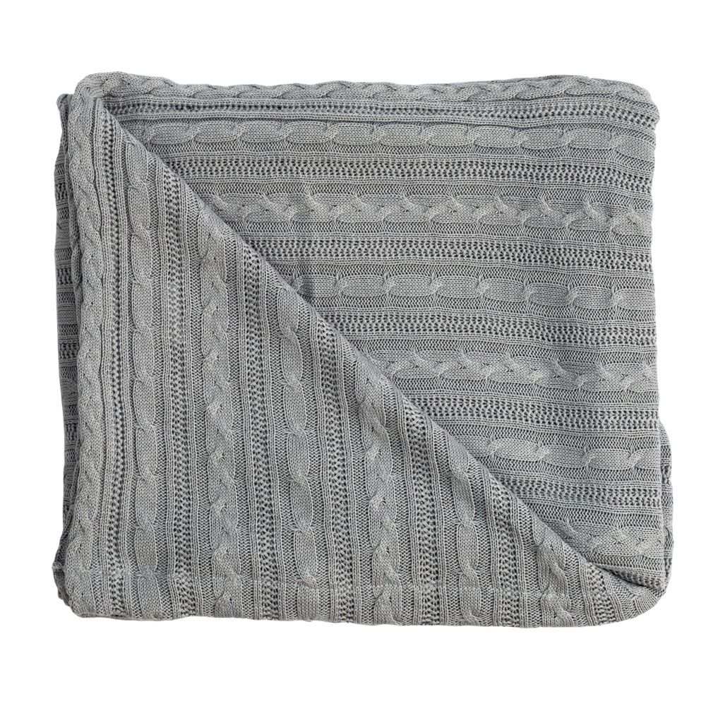 Cobertor Cobre Leito para Berço Tricot Cinza