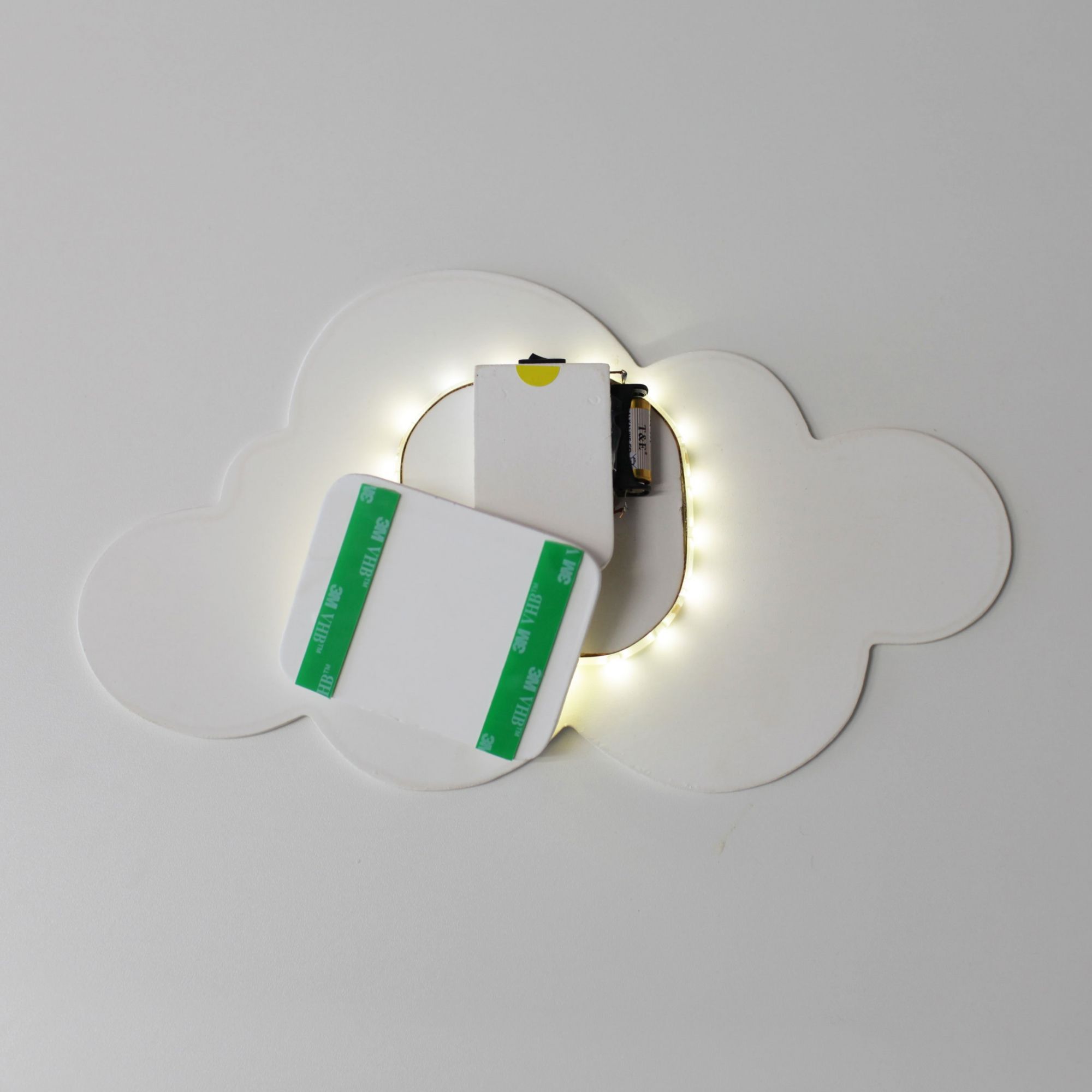Kit 3 Peças Luminária Decorativa de Parede Nuvens MDF Branca com LED de Luz Quente