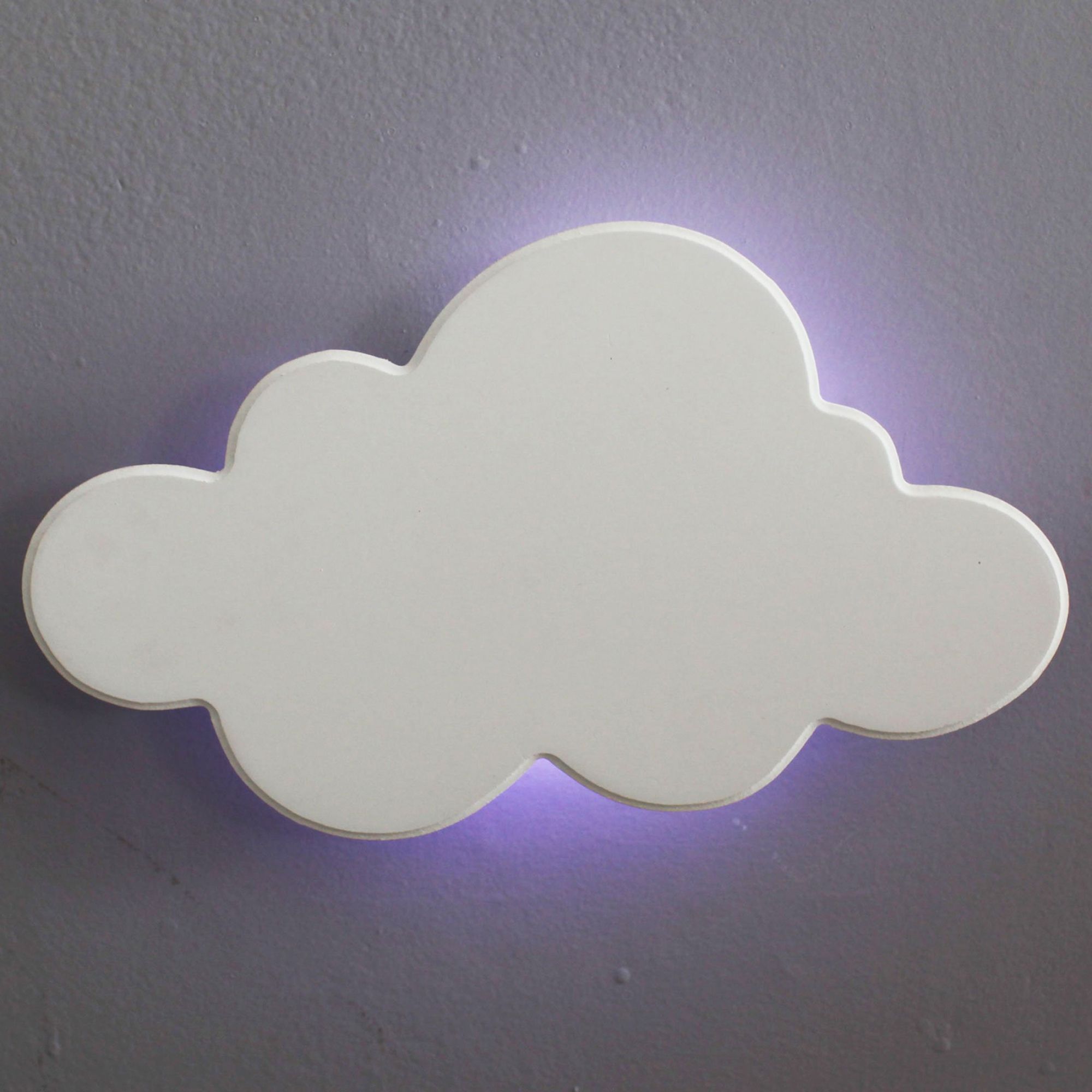 Luminária Decorativa de Parede Nuvem MDF Branca Grande com LED com Luz Fria