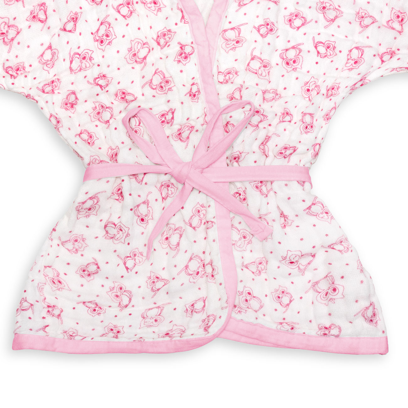 Roupão de Fralda Soft Premium Bebê Hipoalergênico com Capuz Coruja Rosa
