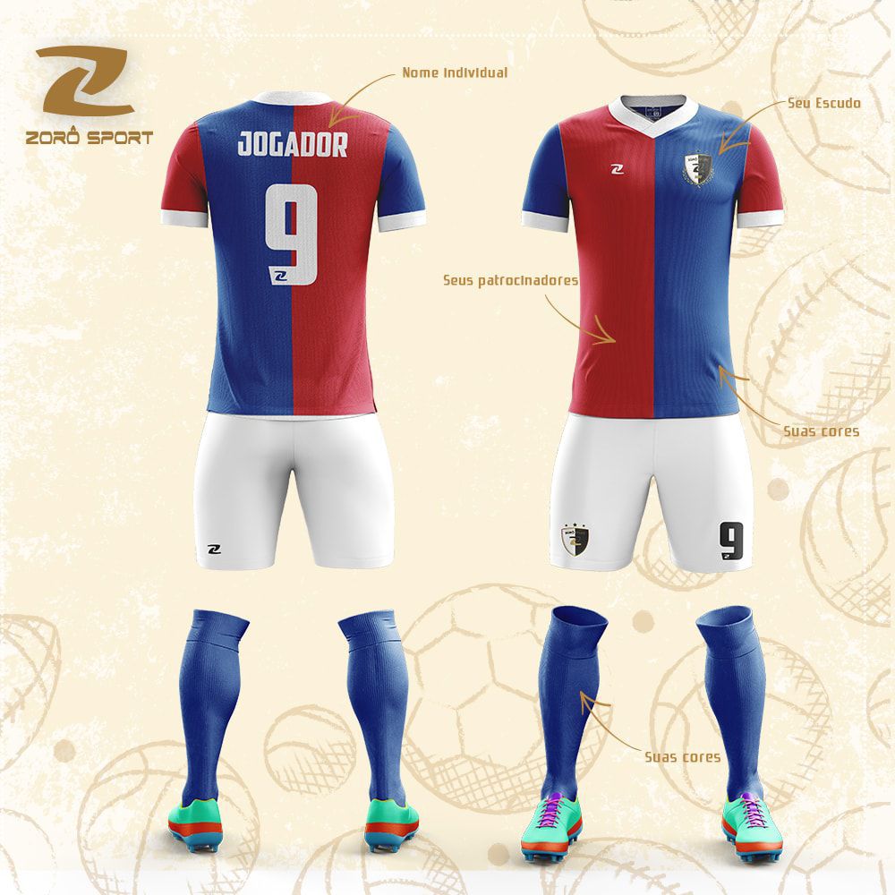 Kit com 12 Uniformes (Camisa, Calção, Meião) Personalizado Zoro Sport