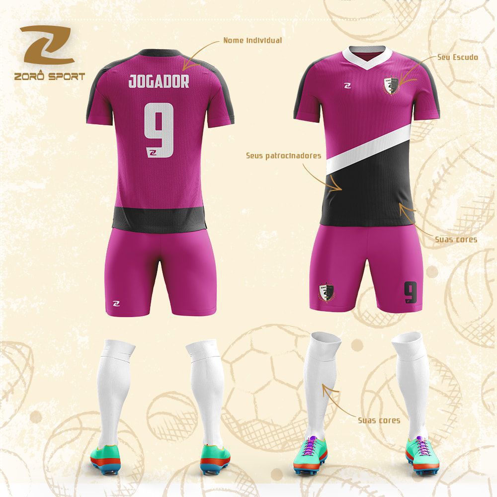 Kit com 10 Uniformes (Camisa, Calção, Meião) Personalizado Zoro Sport