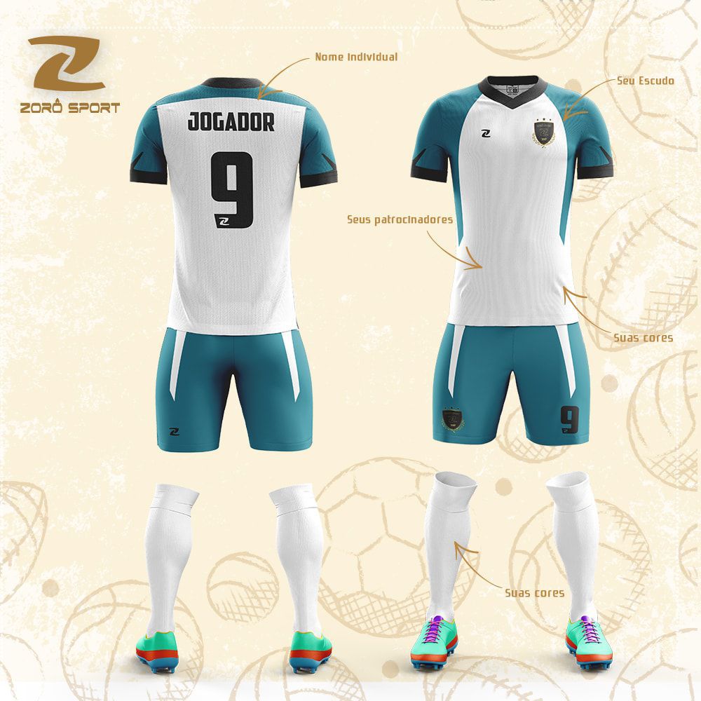 Kit com 14 Uniformes (Camisa, Calção, Meião) Personalizado Zoro Sport
