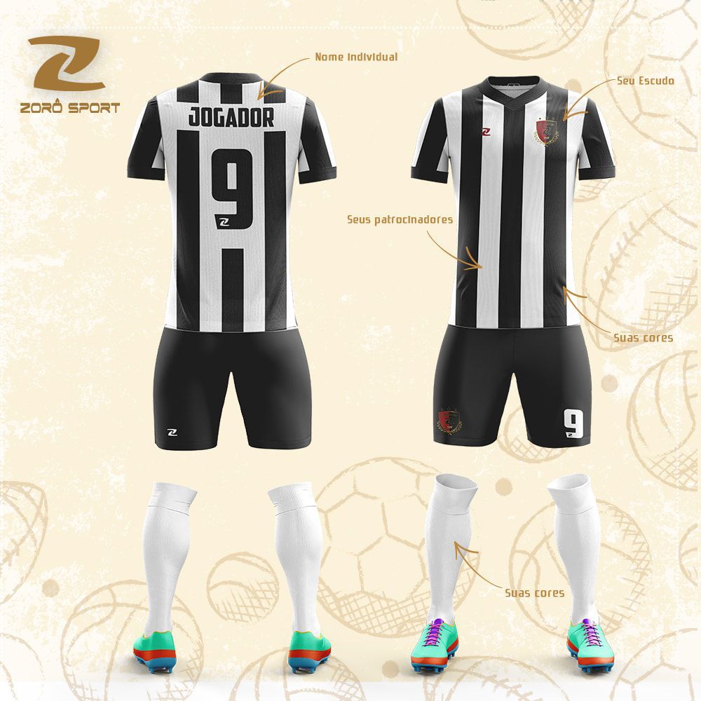 Kit com 25 Uniformes (Camisa, Calção, Meião) Personalizado Zoro Sport