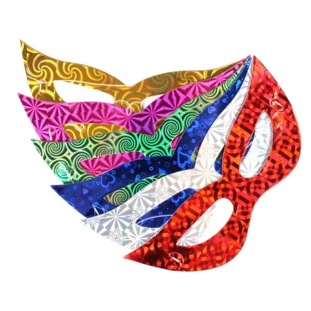 Kit 20 Máscaras com Elástico Colorida Brilhante para Festas