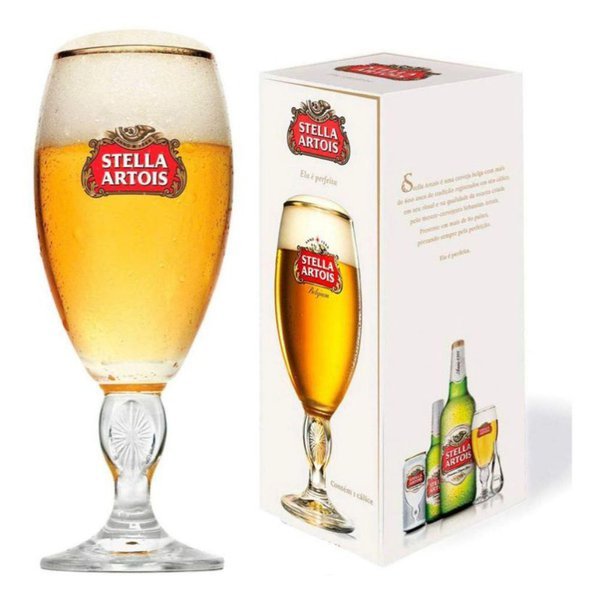 Taça de Cerveja com Borda Dourada em Vidro Stella 250ml