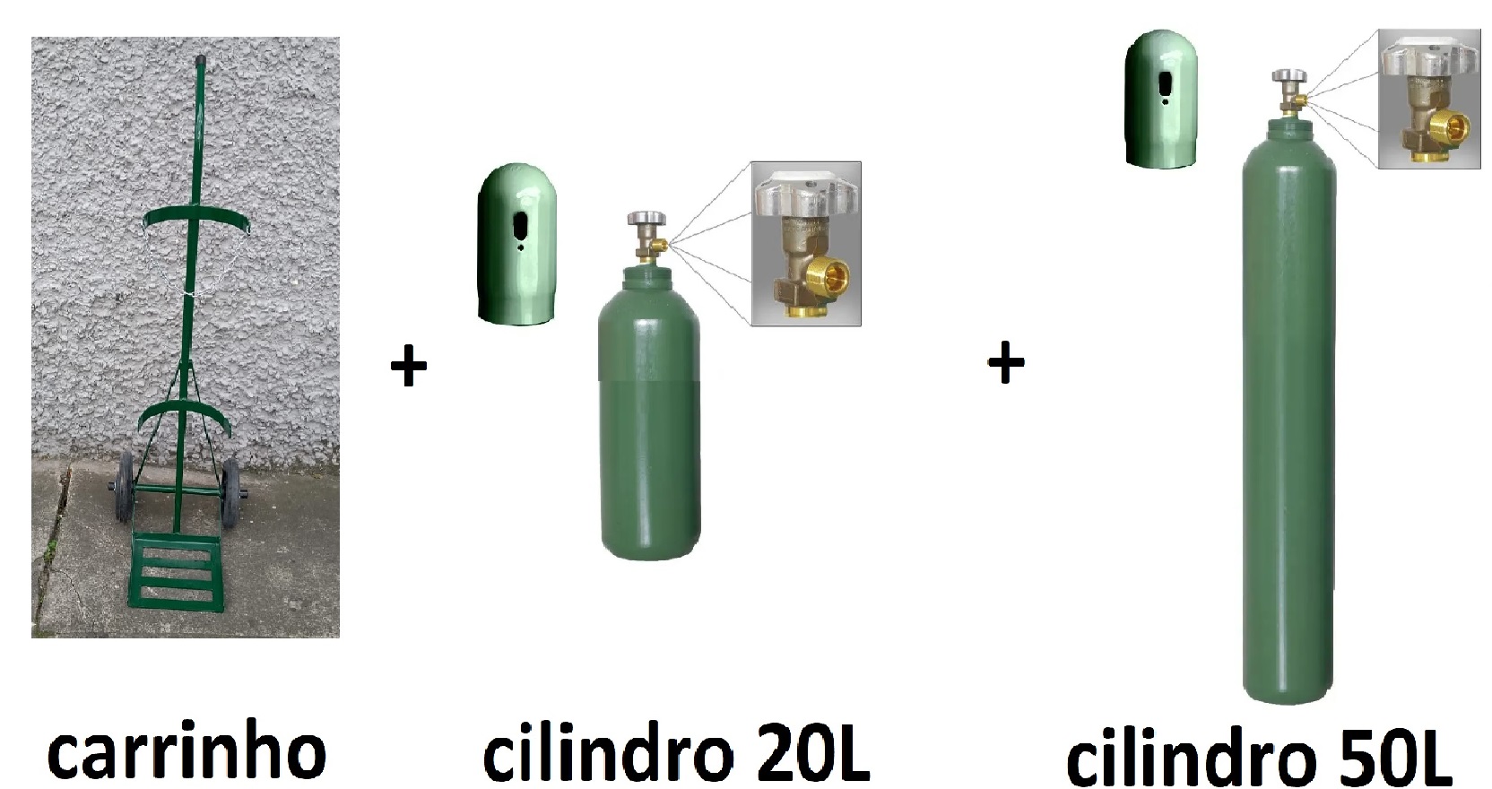 Kit - Carrinho + Cilindro 20L + Cilindro 50L