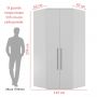 Guarda Roupa Modulado 100% MDF de 1,20m Com 1 Espelho e Canto Closet Branco - Evolution - Robel Móveis