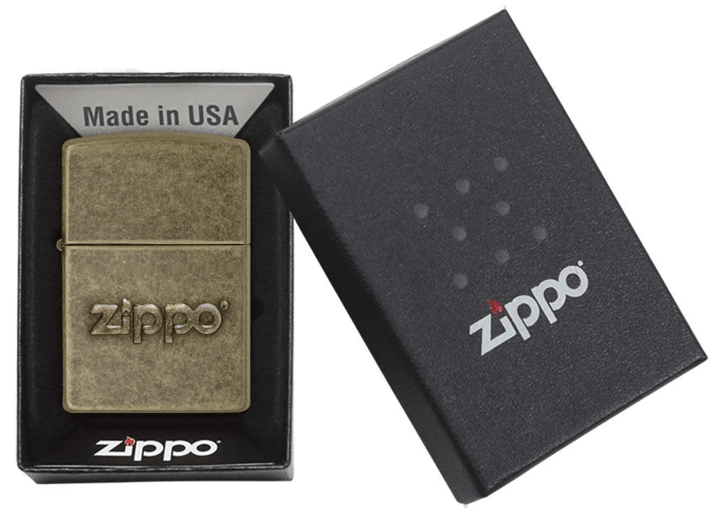 Isqueiro Zippo Bronze Antigo Logo Envelhecido