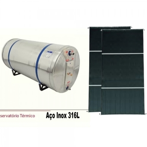 Kit Aquecedor Solar Com Boiler 400 Litros Aço 316L Nível com 2 placas 2x1m em cobre