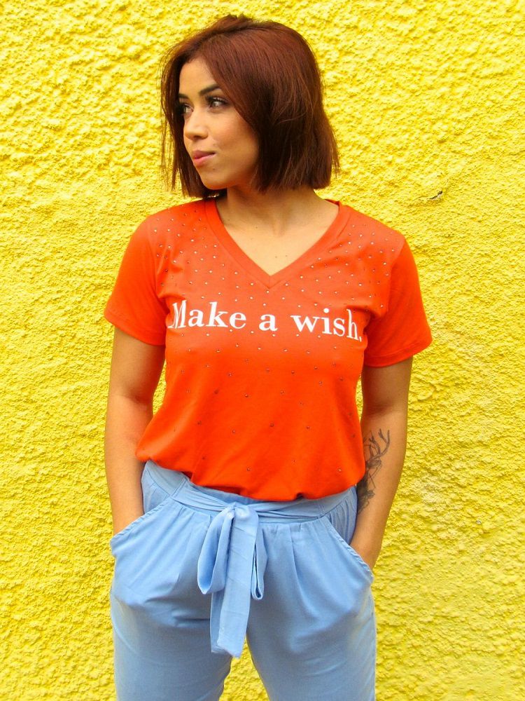 Camiseta Make a Wish - Vermelha Alaranjado