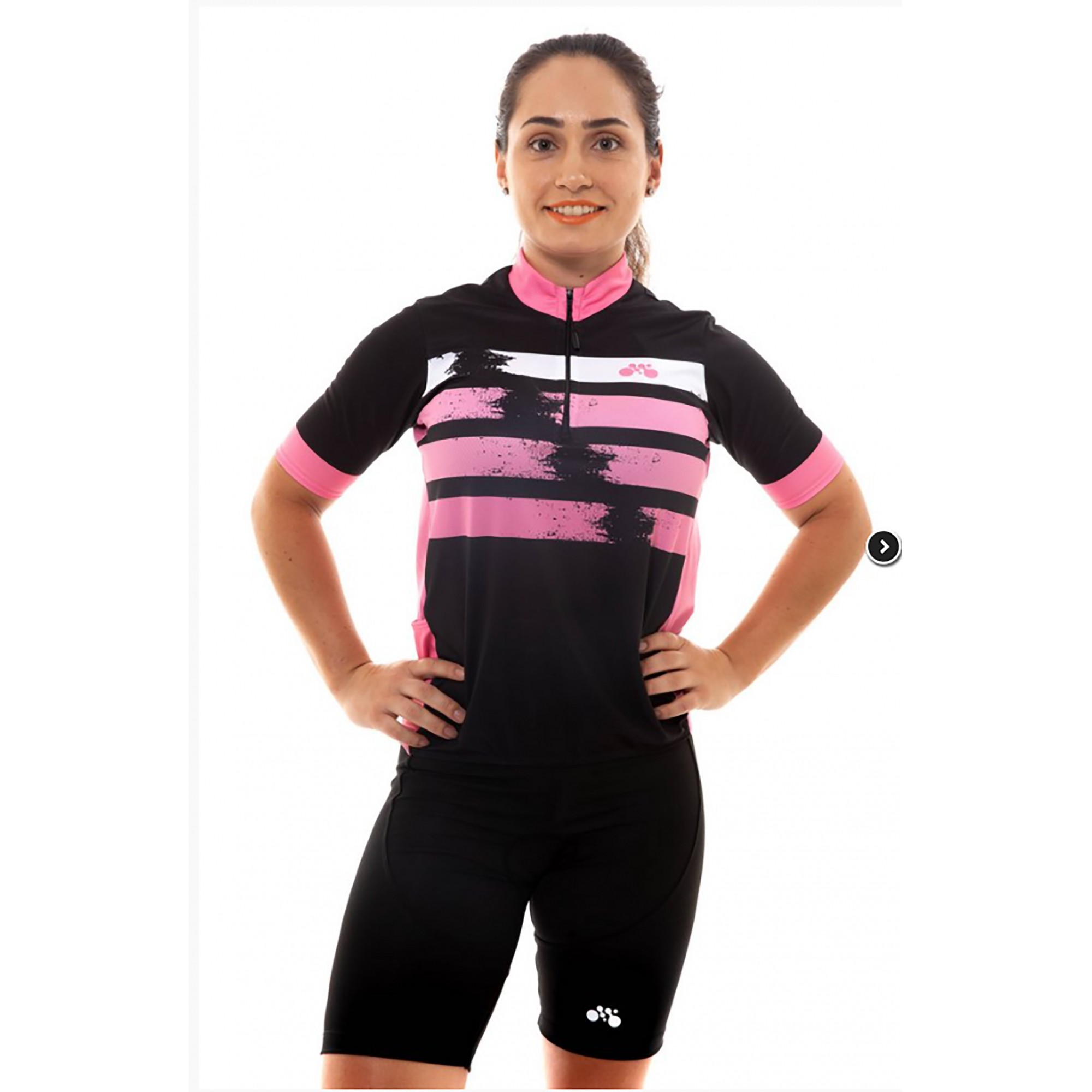 Camiseta Ciclismo Preto/rosa First - Mynd