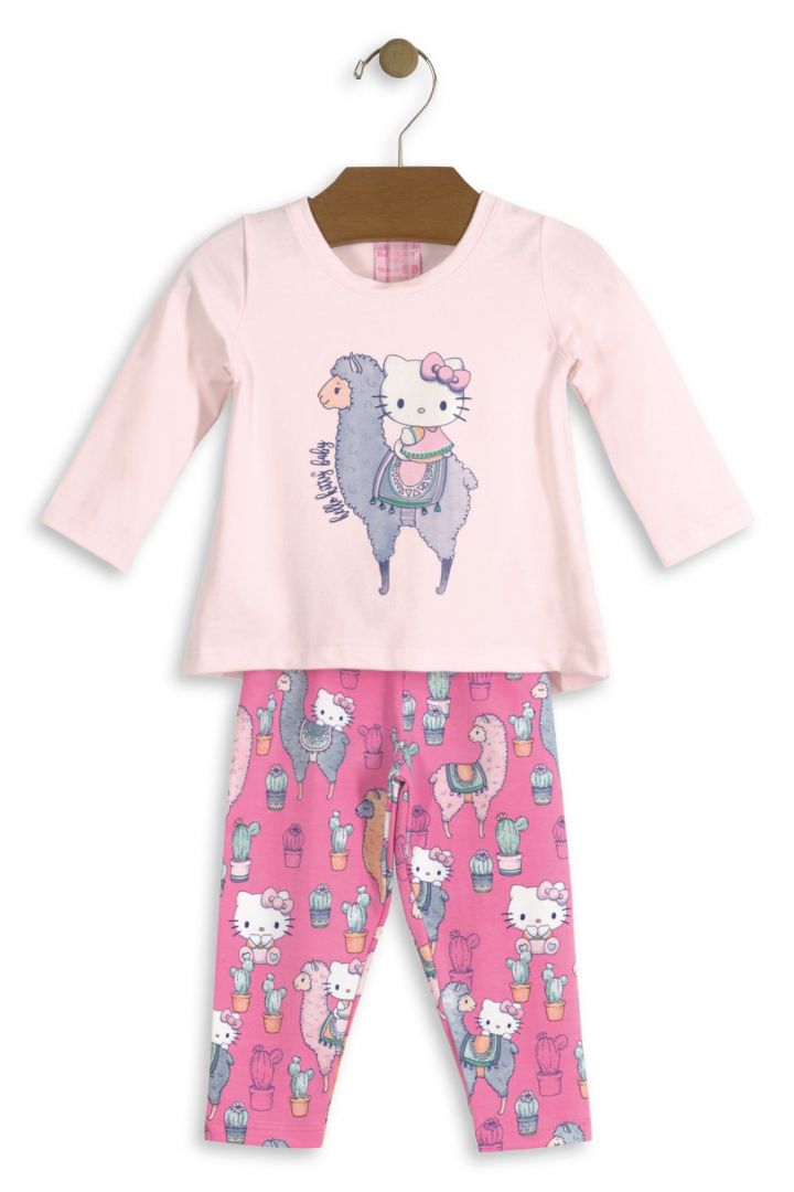 Conjunto Bebê Blusa e Legging Hello Kitty Lhama Rosa