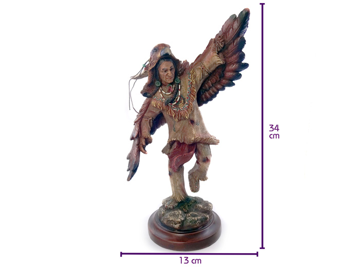 Estatua Índio Nativo Americano de Pé Águia 34 x 13 cm