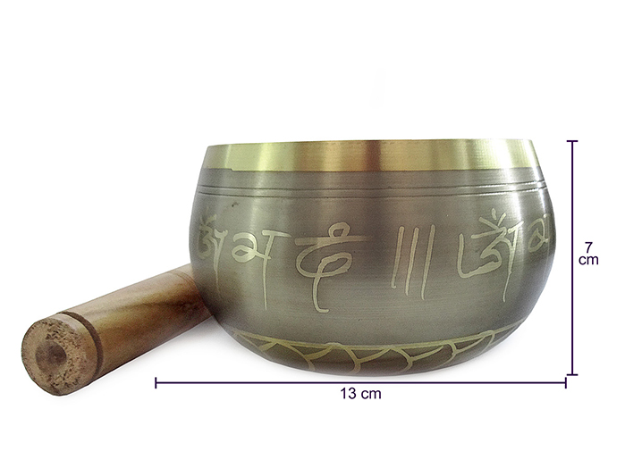 Tigela Tibetana Orin 7 Metais Sagrados 13 cm Cinza