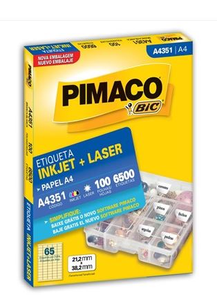 Etiquetas Pimaco A4351 100F 6500 Etiquetas 21,2x38,2mm  - Mundo Mágico