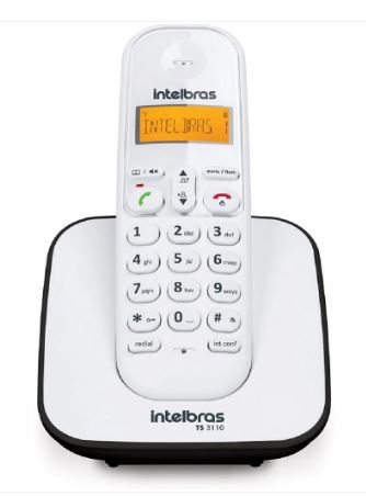 Telefone s/ Fio Digital  Intelbras Ts3110 c/ identificador de chamada Branco/Preto Bivolt - 4123153  - Mundo Mágico