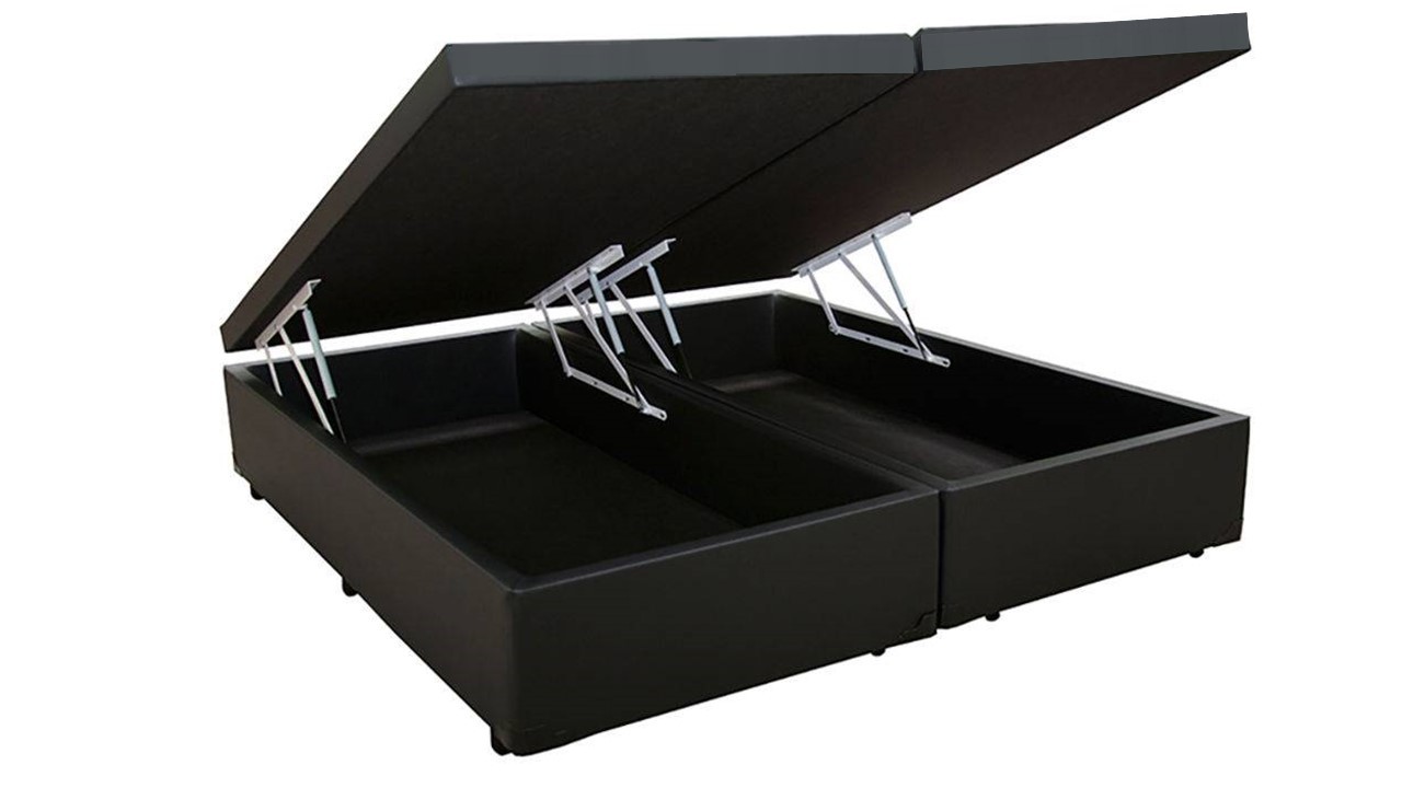 Cama Box Baú Bipartido King 1,93 x 2,03 x 0,40 Premium Corino Preto