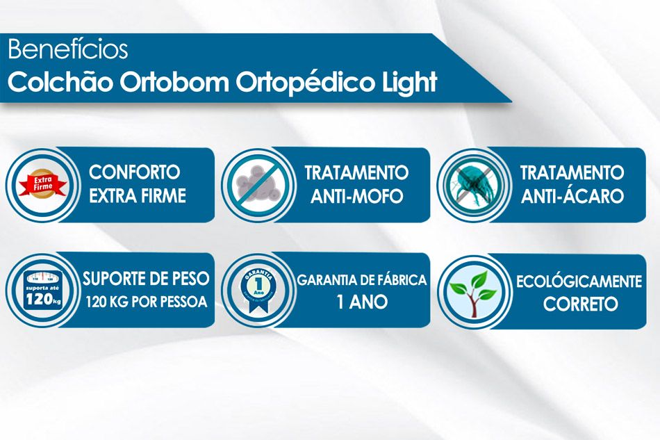 Colchão Ortobom Ortopédico Light Casal - 1,38x1,88x0,24