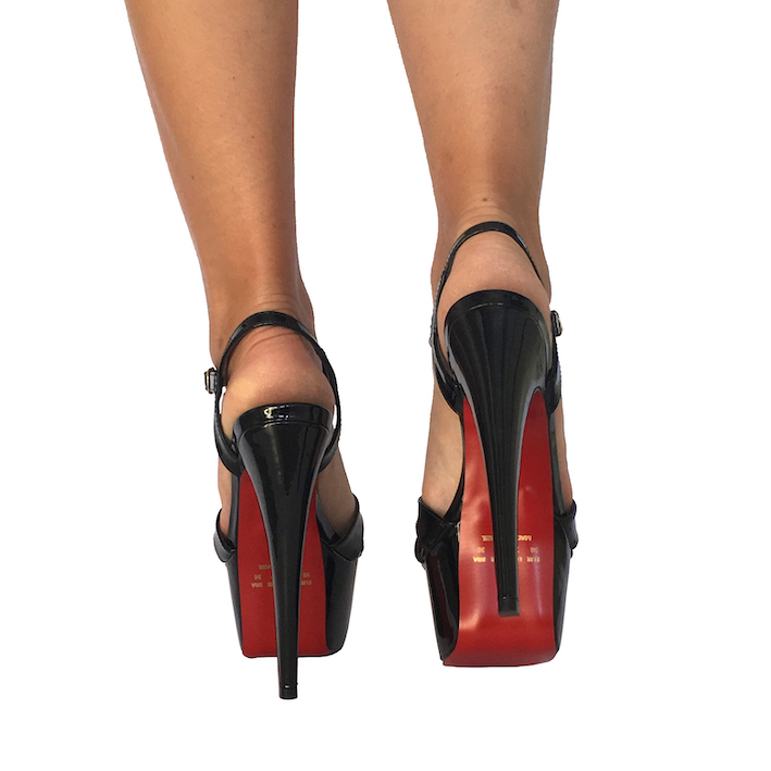 Sandália Jade Preta e Vermelha NR 8US - Play Heels (pronta entrega)
