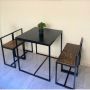 Conjunto Mesa 4 Cadeiras Pequena Madeira Imbuia Industrial Black Box