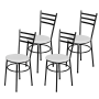 Jogo 4 Cadeiras Para Cozinha Epoxi Craqueada Assento Estofado