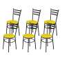 Jogo 6 Cadeiras Para Cozinha Epoxi Craqueada Assento Estofado