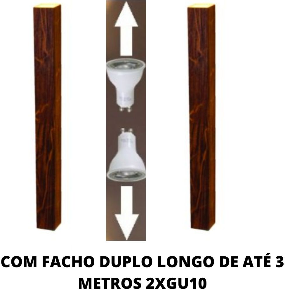 Arandela de Parede Madeira Interna Foco Duplo 70cm 2GU10