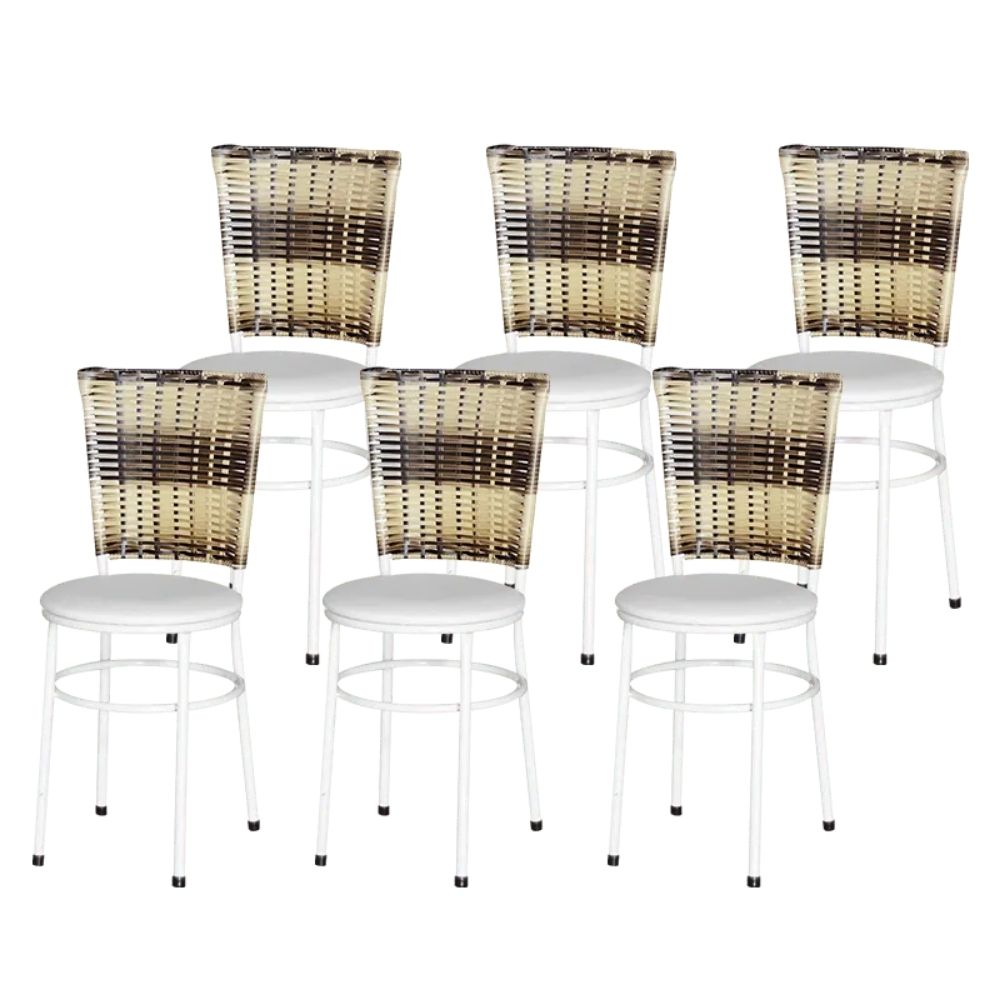 Jogo 6 Cadeiras Para Cozinha Branca Hawai Cappuccino Premium
