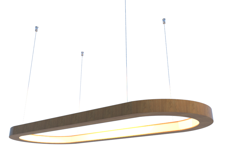 Lustre Pendente Retangular LED 35w 2700k 80cm em Madeira