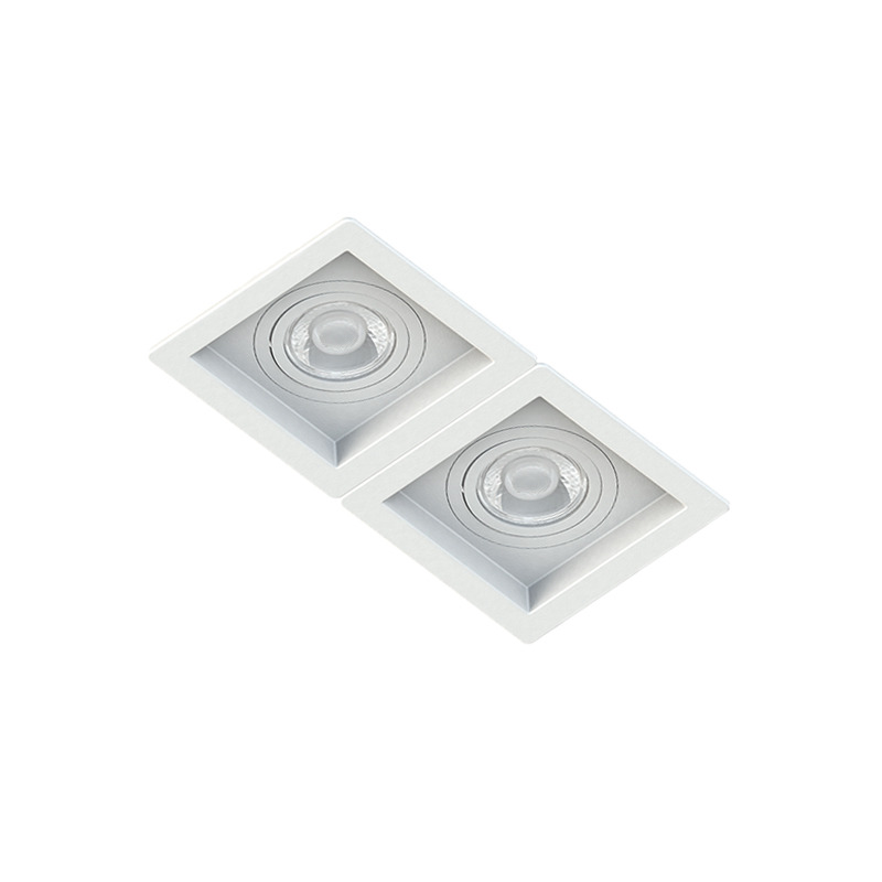 Spot Duplo Embutir Quadrado Recuado Branco Para Mini Dicróica Gu10 Mr11