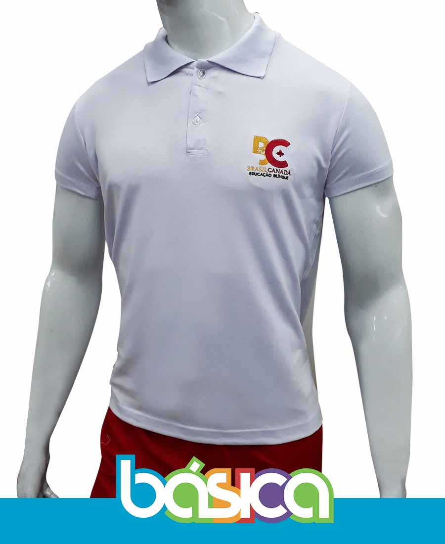 Camisa Polo Branca - Colégio Brasil Canadá - BÁSICA UNIFORMES