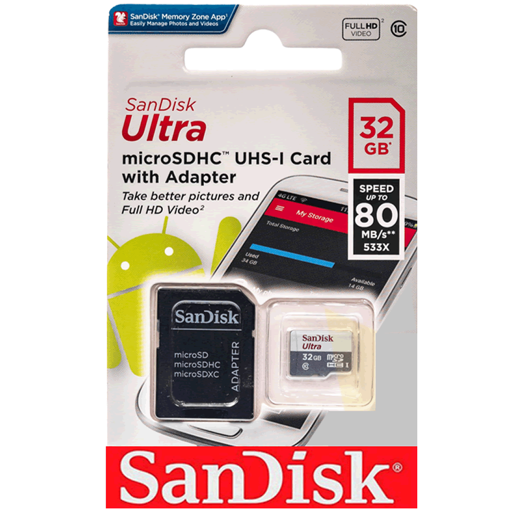 Cartão Micro Sdhc 32gb Ultra Sd Sandisk Classe 10
