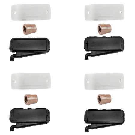 Quatro Kits Caixa de Passagem Split POP + Tampa Split POP TPP003 + Luva PVC Rosca 3/4