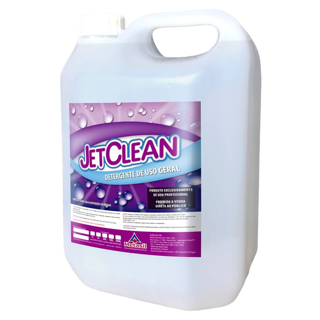 Metasil JetClean Detergente Multiuso de Alta Concentração 5 Litros