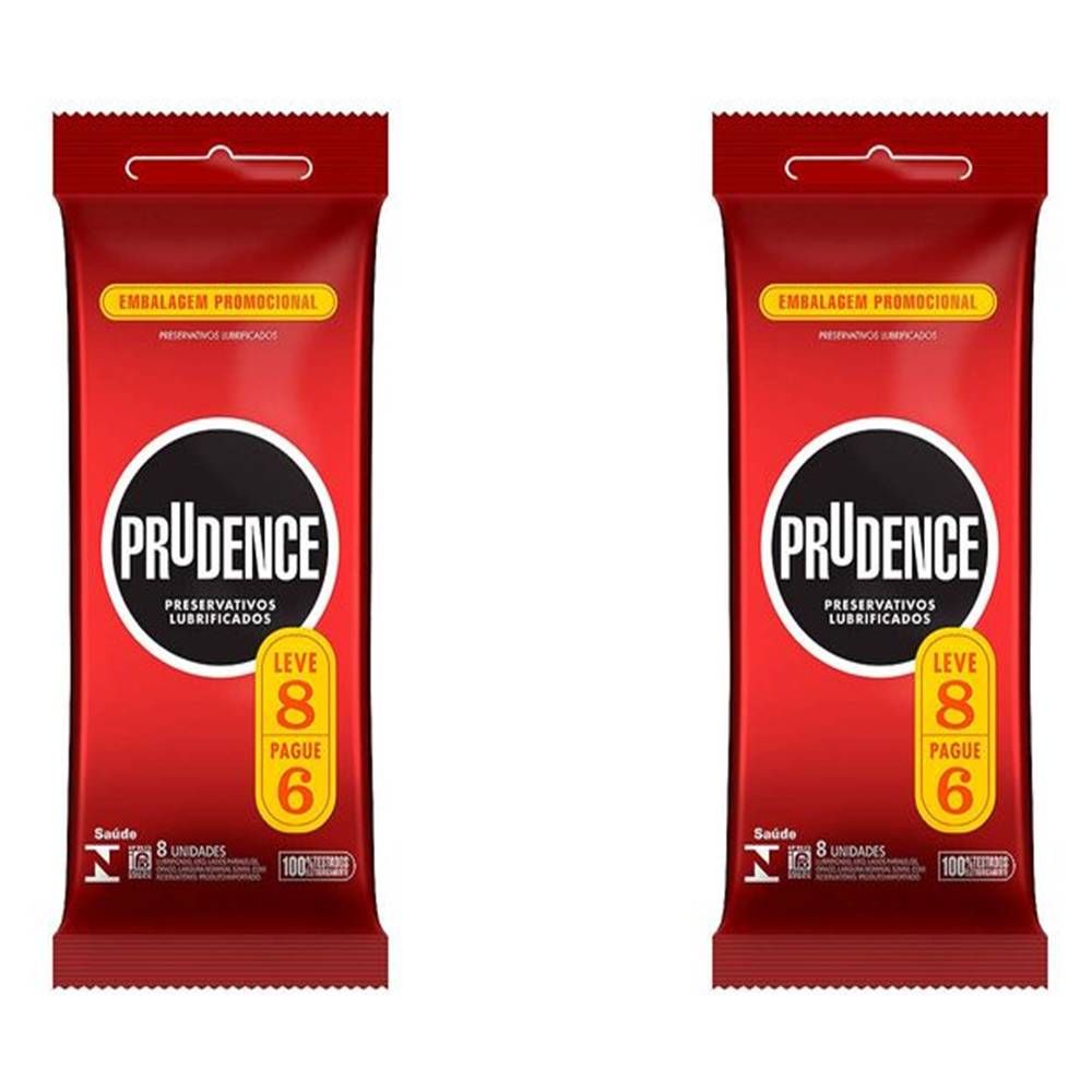 Kit 2 pack Preservativo Prudence Lubrificado 8 Unid